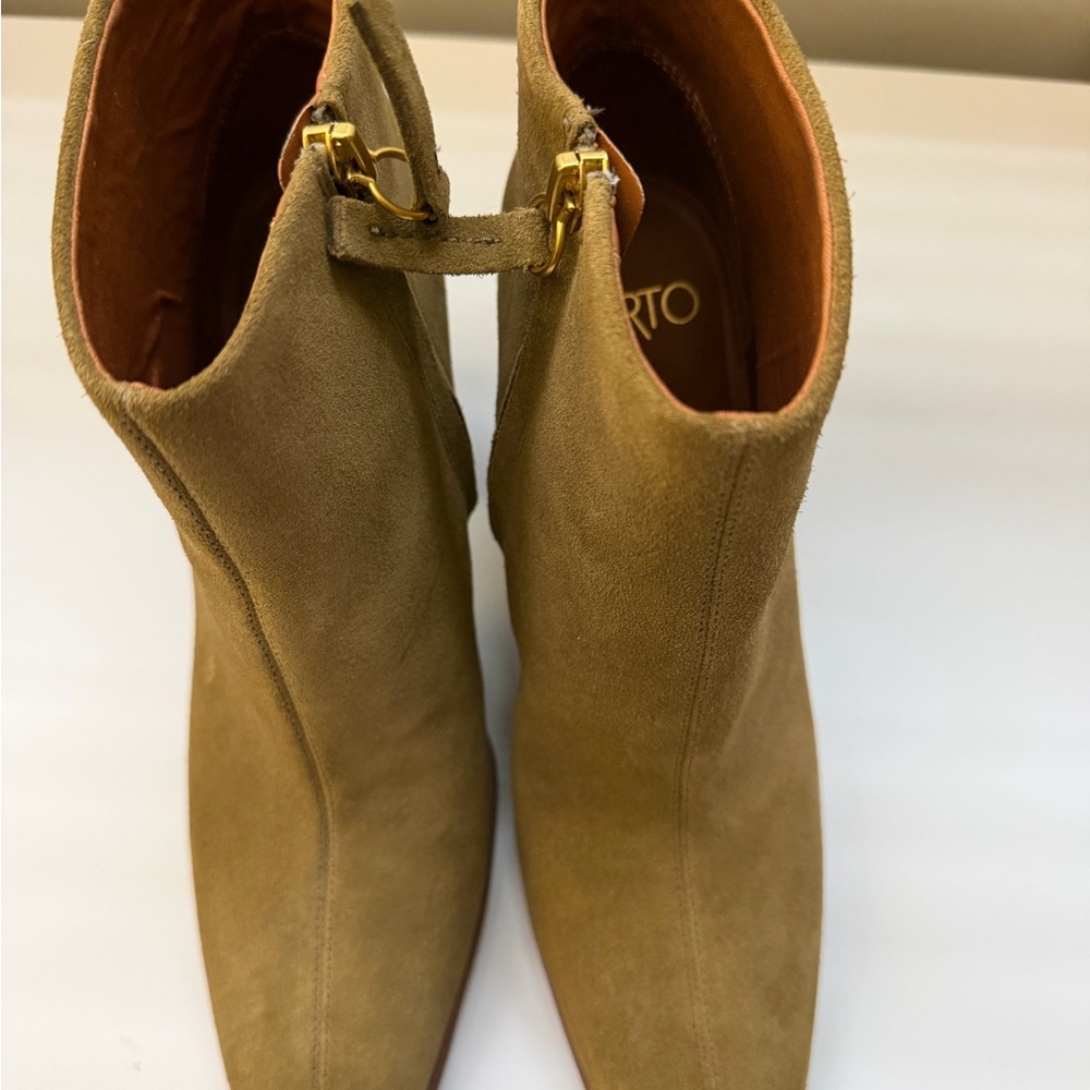 Franco Sarto Olive Suede Ankle Booties